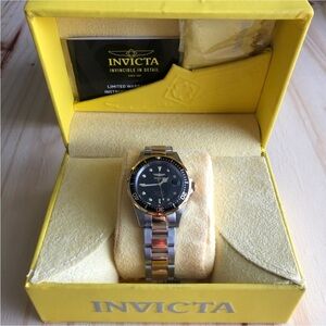 Invicta Two-Tone Watch with Black Dial